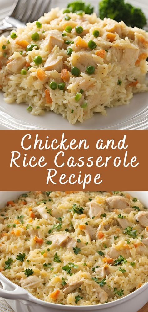 Chicken and Rice Casserole Recipe | Cheff Recipes Quick Chicken And Rice Dinner, Rice For Dinner Recipes, Easy Casserole Dishes Simple Recipes, Chicken N Rice Casserole, Chicken With Rice Casserole, Chicken And Rice Casserole Recipes Easy, Chicken Rice Casserole Easy, Chicken Rice Recipes Easy, Rice And Chicken Recipes