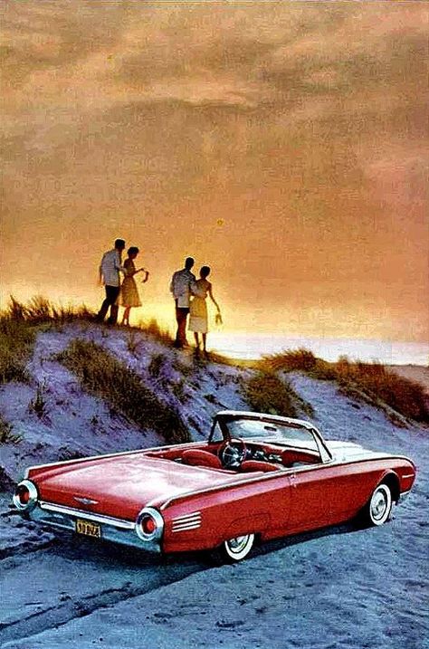 Thunderbird Aesthetic, 1961 Thunderbird, Thunderbird House, Thunderbird Car, Ford Convertible, Postal Vintage, Vintage Vehicles, Nice Picture, Old Fords