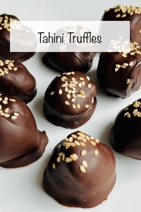 These tahini truffles have a luscious texture and a delightfully unique flavor. They make great homemade gifts for any occasion. Chocolate Tahini Truffles, Pistachio Truffles Recipe, Chocolate Tahini, Nutritious Desserts, Homemade Tahini, Chocolate Bites, Truffle Recipe, Jewish Recipes, Peanut Butter Banana