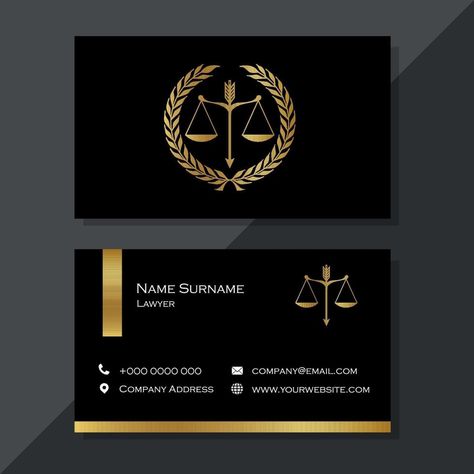 Elegant black and gold lawyer business card Lawyer Business Card, Business Card Design Black, Business Card Logo Design, Law School Inspiration, Free Business Card Templates, Graphic Design Business Card, Visiting Card Design, Text Logo Design, Free Business Cards