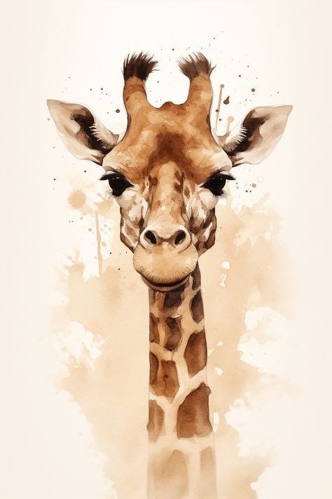 Girrafe Aesthetic Drawing, Girrafe Painting Easy, Easy Giraffe Painting, Giraffe Painting Acrylic, Watercolour Giraffe, Giraffe Watercolor, Giraffe Drawing, Giraffe Painting, Giraffe Art