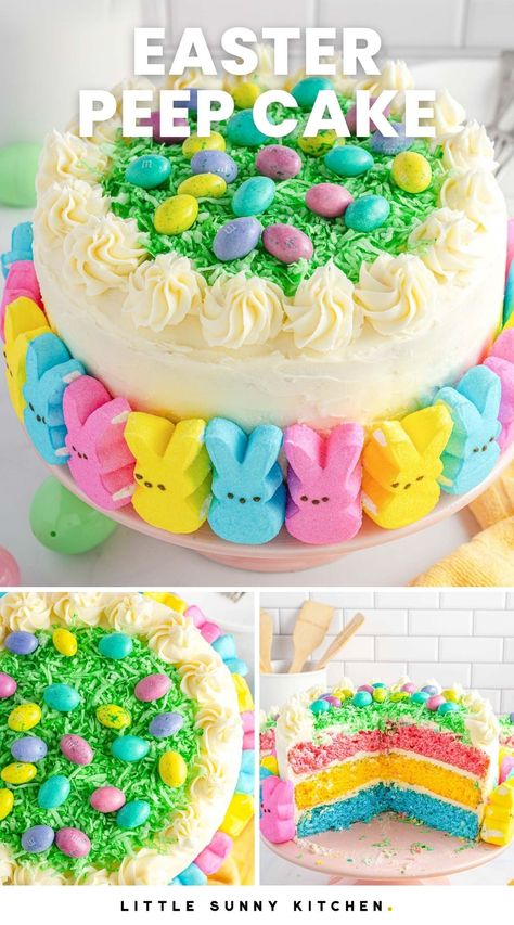 Easter Cake Ideas, Peep Cake, Easter Desserts Cake, Easter Cake Easy, Peeps Cake, Easter Deserts, Bunny Peeps, Easter Party Food, Peeps Easter