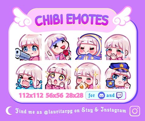 Excited to share the latest addition to my #etsy shop: Cute Chibi Girl Emote Pack for Twitch / Straight White Pearly Hair with Bangs, Blue Eyes and Fair Skin / Pack 1 #whitehairemotes #chibigirlemotes #kawaii #twitchemotepack #cozyemote #gunemote #cryemote #gamergirl Twitch Chibi Emote, Twitch Emote Ideas, Emote Base, Emote Ideas, Chibi Emotes, Skin Pack, Twitch Badges, Hee Man, Chibi Anime Kawaii