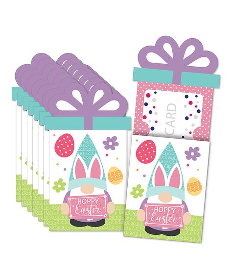 Teal & Purple Easter Gnomes Gift Card Holder - Set of Eight. Gift your loved ones this Easter season with this card holder that can hold money or gift cards.Includes eight card holders and eight envelopes (16 pieces total)Full graphic text: Hoppy Easter.4" x 5.5" Money Gift Card, Easter Gnomes, Purple Easter, Bunny Party, Gnome Gift, Easter Season, Spring Bunny, Card Sleeves, Hoppy Easter