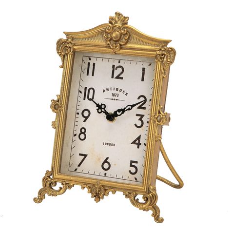 PRICES MAY VARY. 【 Dimensions 】 - 8.78 x 6.1 x 1.77 inches. This antique golden clock is the perfect size for a shelf mantel, or on any table top 【 Non-Ticking 】 - Quiet and smooth sweeping quartz movement and second hand, precise quartz movements ensure accurate time 【 Battery Operated 】- Decorative tabletop clock operates on a accurate quartz movement, energy saving and environmental protection. Powered by 1 AA battery (Not included) 【 Classy Vintage Style 】 - Our small desk clocks are made wi