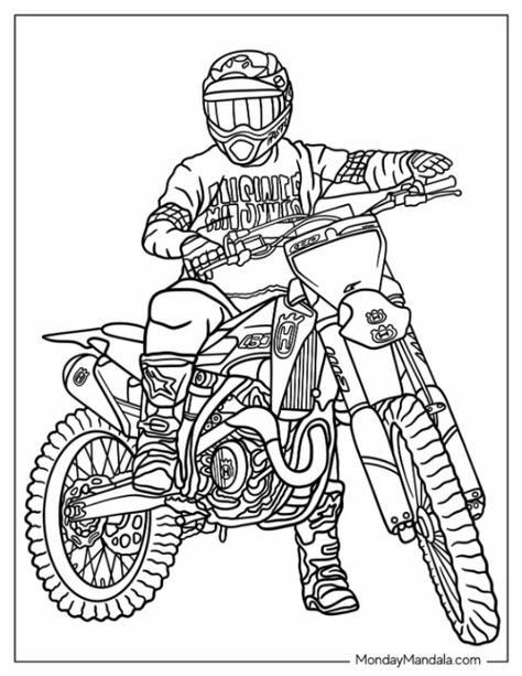 20 Dirt Bike Coloring Pages (Free PDF Printables) Dirtbike Coloring Page, Dirt Bike Coloring Pages, Motorcycle Coloring Pages, Free Planner Pages, Worksheet Coloring, Car Coloring Pages, Calligraphy Markers, Dirt Bike Helmets, Free Coloring Sheets