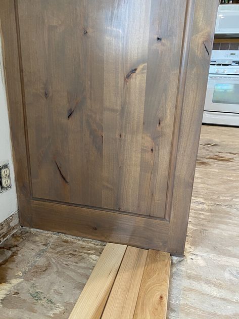 Special Walnut Cabinets Kitchen, Gel Stain On Hickory Cabinets, Glaze Kitchen Cabinets Diy, Stained Bottom Cabinets Painted Top, Diy Gel Stain Cabinets, Painting Brown Cabinets, How To Stain Wood Cabinets, Re Staining Kitchen Cabinets, Gray Stained Cabinets Kitchen