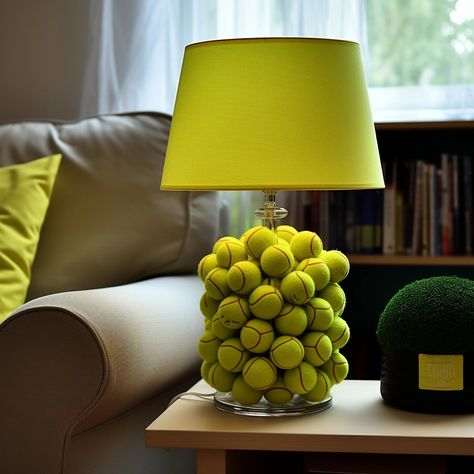 Image Tennis Room Decor, Tennis Room, Tennis Crafts, Sports Den, Weird Furniture, Easy Photography Ideas, Ball Chair, Glass Art Projects, Tennis Club