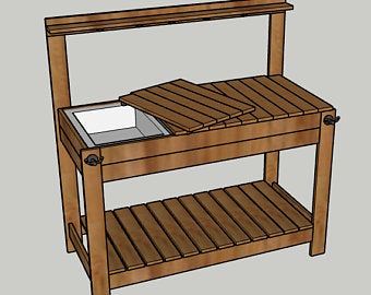 DIY Potting Bench Plans Strong Elegant And Easy To Make | Etsy Potting Benches Diy, Potting Bench With Sink, Potting Bench Ideas, Diy Potting Bench, Printable Woodworking Plans, Potting Bench Plans, Potting Station, Outdoor Potting Bench, Pot Diy