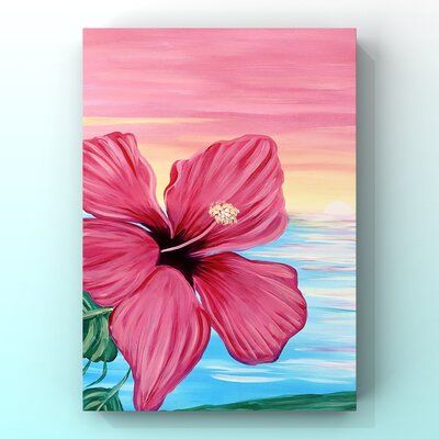 Big Drawings Ideas Canvases, Painting Summer Aesthetic, Aesthetic Summer Painting Ideas, Painting Ideas Difficult, Sip N Paint Ideas Canvases, Medium Size Canvas Paintings, Paint N Sip Ideas Canvases, Paint And Sip Paintings, Hibiscus Painting Easy