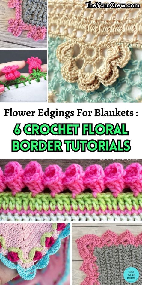 Add a touch of floral elegance to your crochet projects with these easy-to-follow tutorials on crochet floral borders. Curated by The Yarn Crew. Crochet Edging Tutorial, Learning Crochet, Crochet Collars, Crochet Border Patterns, Disney Crochet Patterns, Border Patterns, Crochet Edges, Floral Borders, Crochet Border