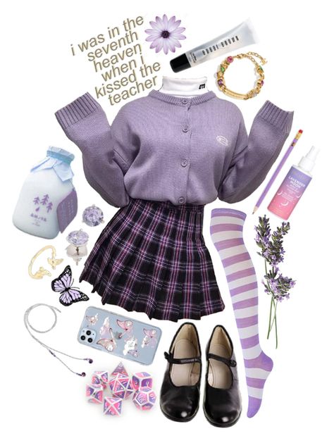 Pastel Plaid Outfit, Outfit Styling Tips, Dreamcore Aesthetic Outfits, Outfit Ideas Purple, Pastel Outfits Aesthetic, Pastel Aesthetic Outfit, Pink Purple Butterfly, Sanrio Outfits, 80s Inspired Outfits