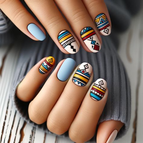 Navratri Nail Art Simple, Navratri Special Nail Art Designs, Navratri Nail Art, Navratri Nails, Aztec Nail Designs, Aztec Nail Art, Nail Journey, Aztec Nails, Aztec Civilization