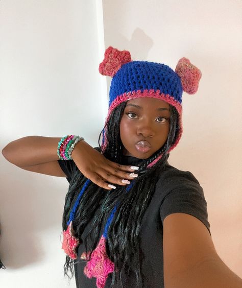 Star girl ⭐️ dm for an order🩷 #fyp #fy #crochethat #crochetcoutureuk #fypage #crochetcontent #crochetcrochet Hair Through Hat, Tv Girl Crochet, Matching Crochet Hats, Beanie Aesthetic, Crochet Flower Blanket, Chunky Crochet Blanket, Crochet Knit Hat, Tv Girl, Crochet Clothing And Accessories