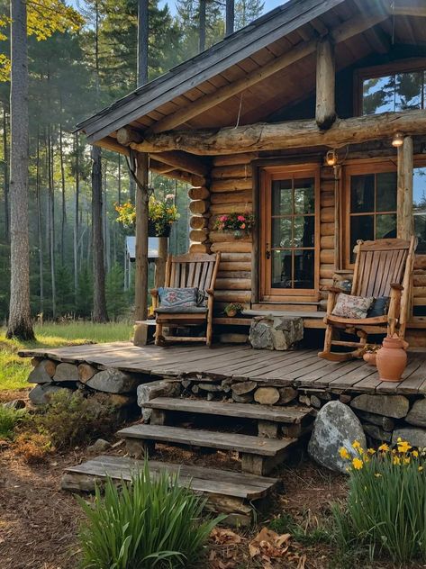 Log Cabin Porch, Log Cabin Siding, Hunt House, Cabin Style Homes, Cabin Porch, Cute Cabins, Cabin Rustic, Dream Cabin, Log Cabin Rustic