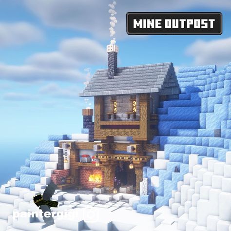 Paintergigi on Instagram: “Mine outpost! Follow @paintergigi to see more builds 😊 #minecraft #minecraftdesign #minecraftbuilds #minecraftbuild #minecrafthouse…” Minecraft Camp, Minecraft Mountain House, Minecraft Mountain, Art Cube, Minecraft Inspiration, Ice Houses, Minecraft City, Minecraft Plans, Minecraft Tips