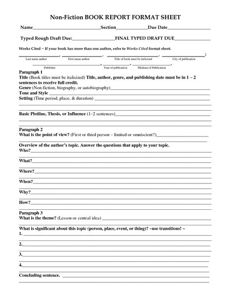 Book Report Template High School Non Fiction Book Report, Middle School Book Report, Book Report Template Middle School, Nonfiction Book Report, Fiction Book Report, Biography Book Report Template, Biography Book Report, Book Report Template, Report Writing Template