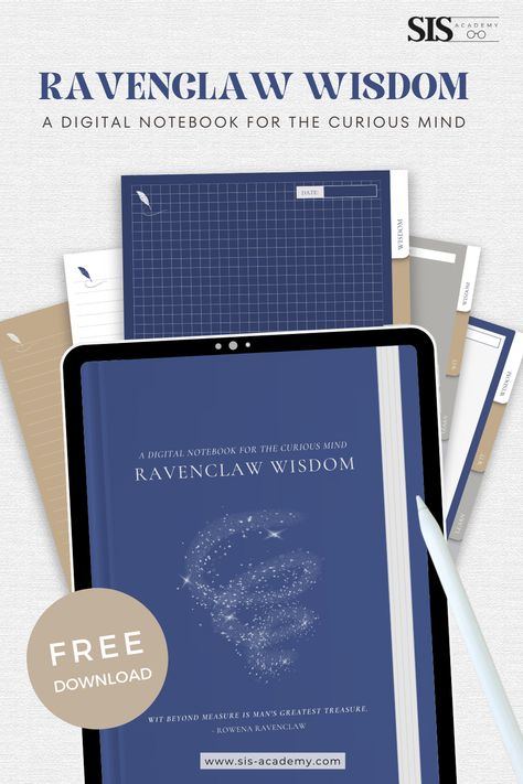 Free! Ravenclaw Wisdom Digital Notebook Good Note Planner Free, Penly Templates, Goodnotes Notebook Template Free, Noteshelf Templates Free, Ipad Notes Goodnotes Templates, Notability Notes Template Free, Free Notebook Templates, Goodnotes Template Free Book Journal, Digital Notes Template Free