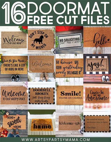 16 Free Doormat SVG Cut Files Cricut Free Svg Files, Dog Doormat, Diy Doormat, Freezer Paper Stenciling, Door Mat Diy, How To Make Glitter, Cricut Supplies, Laser Design, Make Your Own Shirt