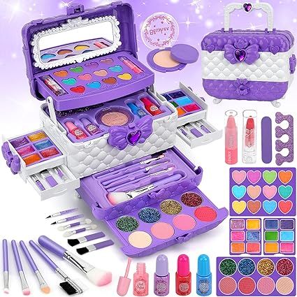 54PCS Washable Little Girls Princess Make Up Toys for 4 5 6 7 8 9 Year Old Girl Birthday Gift (Purple) Make Up Toys, Toddler Makeup, Kids Makeup Kit, Makeup Toys, Makeup Kit For Kids, Princess Gifts, Kids Makeup, Pretend Play Toys, Best Kids Toys