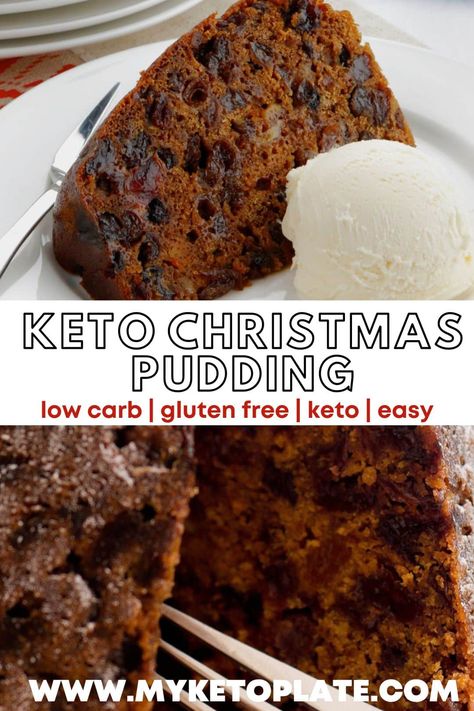 This keto Christmas pudding is a delicious sweet treat perfect for the holiday season, loaded with cinnamon and orange flavor. Learn how to make the best gluten-free Christmas pudding that requires only 5 minutes of prep and 6 for cooking. Gluten Free Christmas Pudding, Traditional Holiday Desserts, Bread To Make, Xmas Pudding, Christmas Pudding Recipes, Low Carb Christmas, Christmas Appetizers Party, Keto Christmas, Fruit Cake Christmas