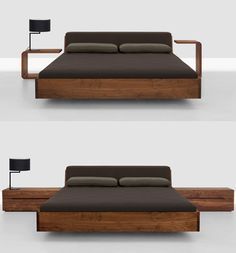 zeitraum fusion solid wood beds 2 - Trendir Beds Canopy, Modern Wood Bed, Wood Bed Frame Diy, Modern Wood Furniture, Frames Ideas, Contemporary Bedroom Design, Solid Wood Bed Frame, Wood Bed Design, Wooden Beds