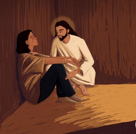 Smeellees.art God And His Daughter Picture, Jesus And Me Illustration Wallpaper, Crying To Jesus, Jesus Holding Woman, Jesus Illustration Art, Jesus Art Wallpaper, Jesus Hugging Me, Christian Illustration Art, Jesus Hugging Woman