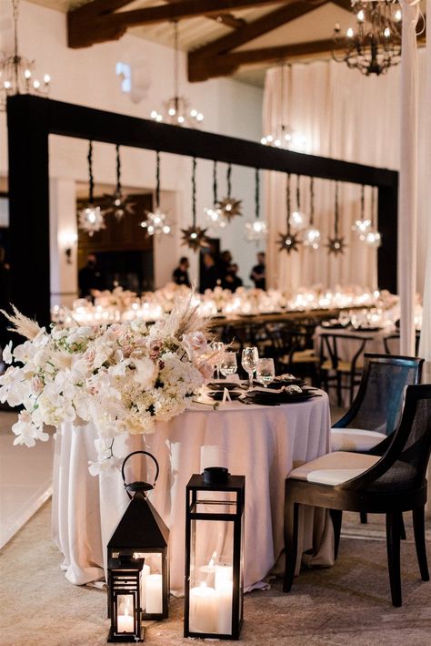 Blush Pink And Black Wedding, Blush Wedding Decor, Blush Decor, Dusty Pink Weddings, Oceanfront Wedding, Glamorous Decor, Sweetheart Table Wedding, Modern Reception, Indoor Reception