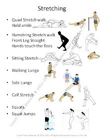 Soccer is Fun: Time to Warm-up... Soccer Player Workout, Dynamic Stretching Exercises, Inner Thigh Stretches, Warm Up Yoga, Best Stretching Exercises, Shin Splint Exercises, Soccer Warm Ups, Post Workout Stretches, Warm Up Stretches