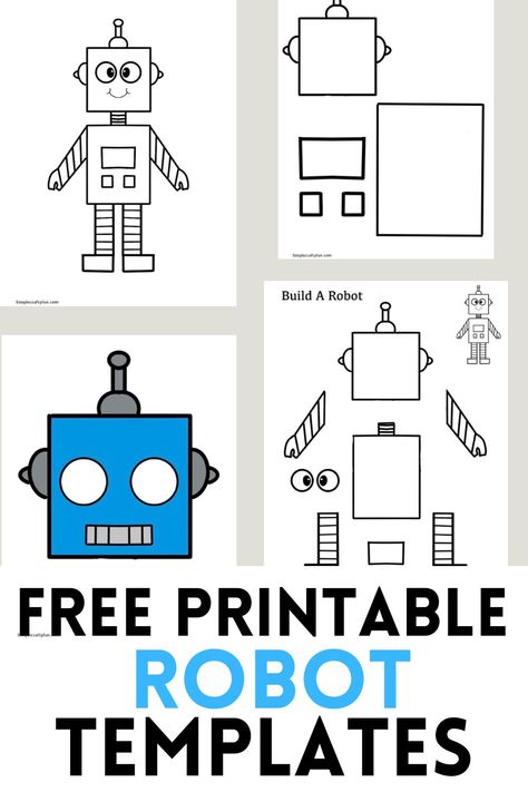 free printable robot craft template with a coloring page, cut and paste craft, and robot mask Robot Templates Free Printable, R Is For Robot, Robot Template, Robot Structure, Robot Activities, Robot Crafts, Robot Coloring Pages, Simple Robot, Robot Coloring