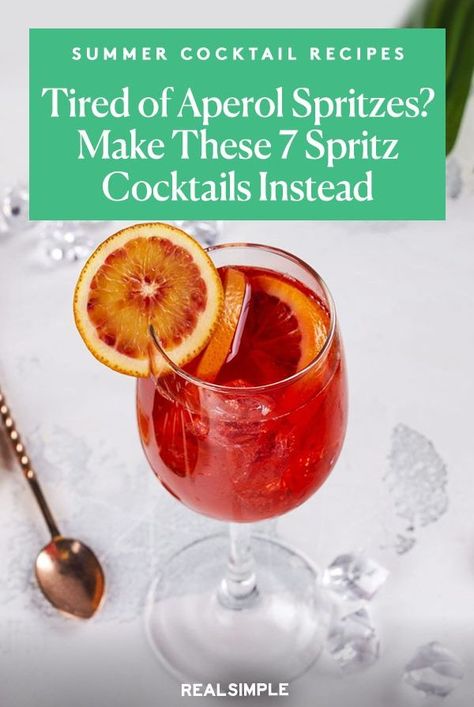 Rosemary Spritz Cocktail, Cherry Spritz Cocktail, Different Types Of Spritz, Fall Spritz Cocktail, April Spritz Recipe, Campari Spritz Recipe, Scarlet Spritz, Aperol Spritz Variation, Apperal Spritz Ingredients