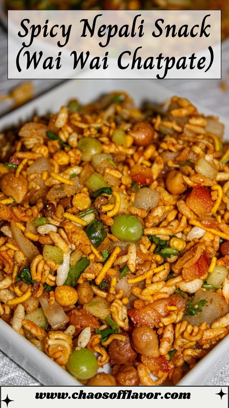 Are you craving a spicy snack? There's nothing more delicious than Nepalese Wai Wai Chatpate! Give this a try. Click on the link for Step-by-step photo instructions. #waiwaisnacks #waiwaichatpate #nepalisnacks #waiwairecipe Chatpate Recipe, Chickpea Chili, Fav Food, Puffed Rice, Popular Snacks, Spicy Snacks, Chaat Masala, Lentil Soup, Nothing More