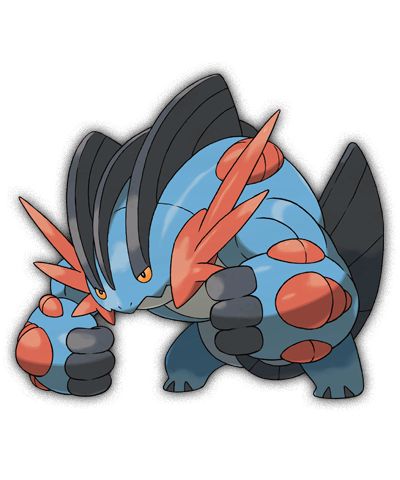 MEGA SWAMPERT. Type: WATER/GROUND. Ability: Swift Swim. Mega Stone Location: Route 120 (If Starter). Route 114 Stone Salesman (If not Starter). Pokemon Alpha, Mega Evolution Pokemon, Pokemon Omega, Pokemon Omega Ruby, Water Type Pokemon, Mega Pokemon, Mega Evolution, Pokemon Pokedex, Water Type