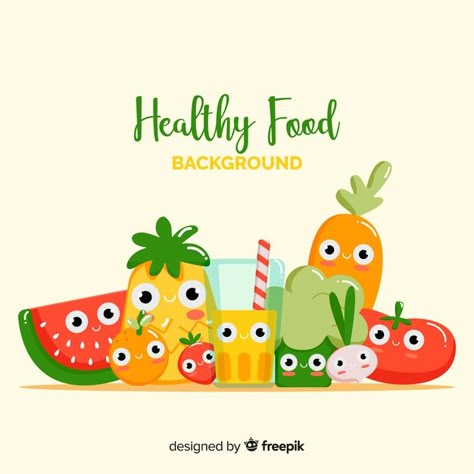 More than 3 millions free vectors, PSD, photos and free icons. Exclusive freebies and all graphic resources that you need for your projects Healthy Food Project, Cute Healthy Food, Healthy Food Cartoon, Healthy Food Photos, Healthy Food Illustration, Healthy Food Poster, Healthy Food Background, Healthy Background, Healthy Illustration