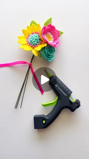 Resa Curbo Creative on Instagram: "We have to protect those felt flowers we work so hard to make! A @surebonder cordless detail tip mini hot gun is my favorite glue gun to use when assembling finished felt flower bouquets. That way I only put hot glue exactly where I want it to go! 

#surebonder #surebonderhotgluegun #feltflowerbouquet #colorfulfeltflowers #feltflowergift #feltflowerbouquet" Felt Flower Bouquet, Felt Flowers Diy, Felt Flower, Flower Bouquets, Glue Gun, Flowers Diy, Felt Flowers, Hot Glue, That Way