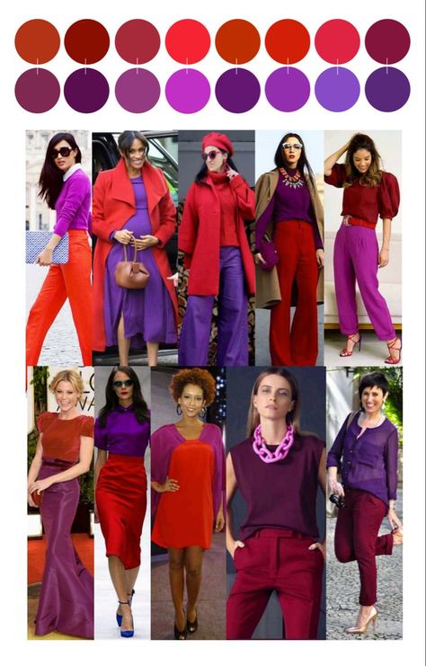 Creating A Capsule Wardrobe, Outfits Primavera, Wardrobe Revamp, Colour Combinations Fashion, Color Combos Outfit, Red Outfits, Color Blocking Outfits, Winter Color Palette, Color Combinations For Clothes