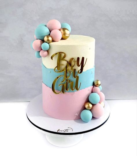 Baby Shower Cakes Neutral, Baby Reveal Cakes, Baby Gender Reveal Party Decorations, Gender Reveal Party Theme, Creative Cake Decorating, Cake Decorating Frosting, Baby Gender Reveal Party, Gender Reveal Cake, Baby Shower Cake