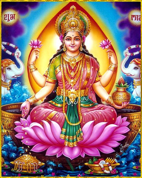 LAKSHMI DEVI Laxmi Mata Painting, Hindu Photo, Mata Painting, Godess Laxmi, Laxmi Images, Vishnu Art, Lakshmi Maa, Laxmi Maa, Devi Lakshmi