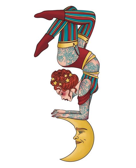 Circus Sleeve Tattoo, Retro Circus Poster, Circus Theme Tattoo, Circus Flash Tattoo, Vintage Circus Illustration, Vintage Circus Tattoo, Acrobat Tattoo, Circus Tattoo Ideas, Circus Tattoo Traditional