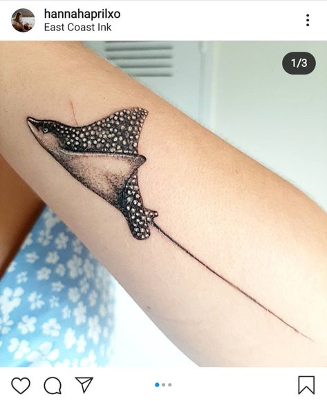 Manta Ray Tattoo Forearm, Sting Ray Tattoo Traditional, Manta Ray Leg Tattoo, Stingray Arm Tattoo, Whale Shark And Manta Ray Tattoo, Spotted Ray Tattoo, Spotted Manta Ray Tattoo, Floral Manta Ray Tattoo, Stingray Tattoo Arm