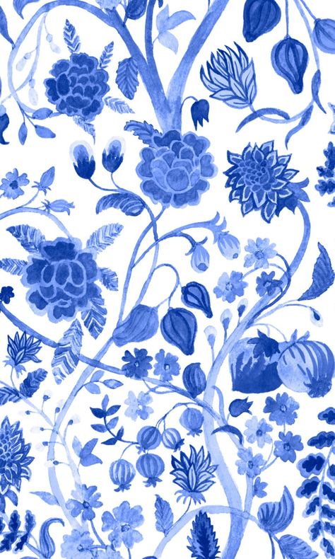 Introducing the Blue Watercolor Chinoiserie Mural Wallpaper - a beautiful addition to any room that will leave your guests in awe. With its intricate design and stunning blue watercolor hues, this wallpaper creates a unique and charming focal point that captures the essence of the Chinoiserie style. The intricacy of this wallpaper's design, including the delicate and fluid lines, magnifies the hand-painted watercolor effect. It is a perfect match for any interior décor style, whether it's contem Chinoiserie Wallpaper Blue And White, Chinoiserie Blue And White Wallpaper, Hand Painted Chinoiserie, Blue And White Mural, Eddie Cookies, Chinoiserie Wallpaper Blue, Wallpaper For Mom, Blue Chinoiserie Decor, Chinoiserie Background