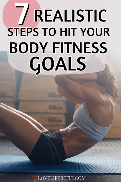 physical fitness goals Setting Fitness Goals, Realistic Fitness Inspiration, Fitness Goals Bullet Journal, Core Workouts Gym, Healthy Fit Body Goals, Fitness Goal Ideas Women, Workout Aesthetic Fitness Motivation, Yoga Poses For Women, Fitness Training Women