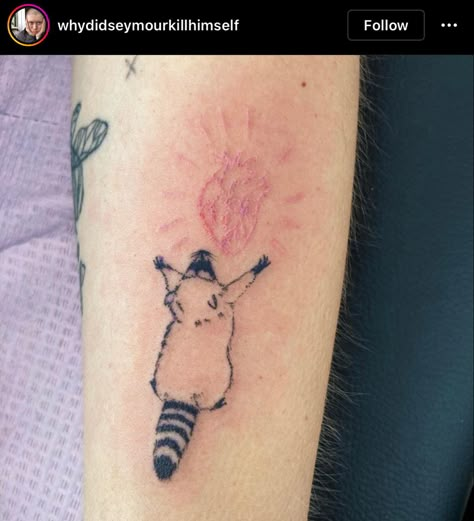 Raccoon Tattoo, Funky Tattoos, Cute Tiny Tattoos, Matching Tattoo, Dream Tattoos, Skull Tattoos, Little Tattoos, Dope Tattoos, Small Tattoo