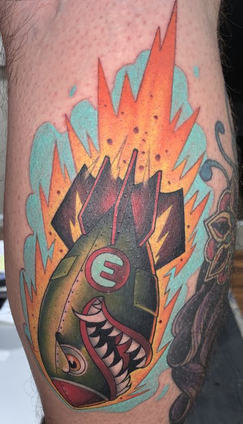 Traditional Missile Tattoo, Traditional Bomb Tattoo, Nuke Tattoo, Nuclear Tattoo, Airborne Tattoos, Mens Face Tattoos, Bomb Tattoo, Beer Tattoos, Rocket Tattoo