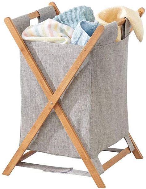 Closet Diy Ideas, College Closet Organization, Walk In Closet Organizer, Rental Closet, Clothes Basket Storage, Wood Laundry Hamper, Laundry Hampers, Washing Machine And Dryer, Hamper Basket