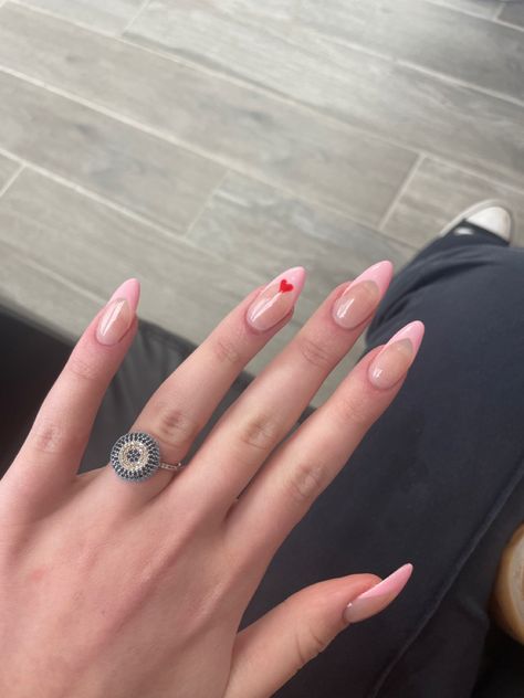 Nail Design Valentine, Valentine Nail Design, Valentine Nail Ideas, Valentine Nails Pink, Almond Gel Nails, Pink French Nails, Vday Nails, Valentine Nail, Colourful Nails