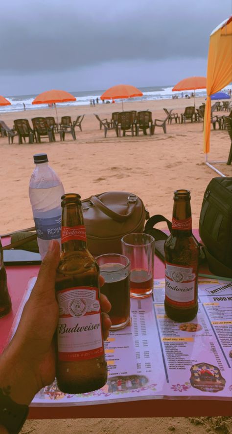 Goa - beer - chillin ✨ Goa Snapchat, M&m Recipe, Alcohol Aesthetic, Snapchat Picture, Photo To Video, Goa, Liquor, Snapchat, Beer