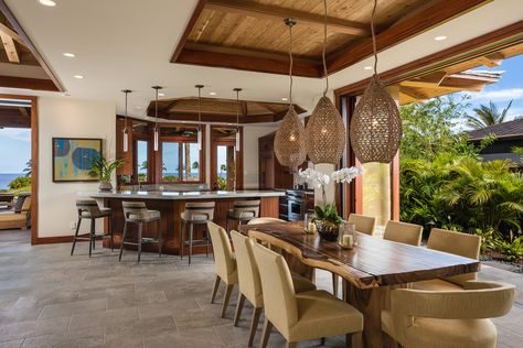 Kukio home Modern Tropical Interior Design, Modern Tropical Interior, Tropical Dining Room, Dining Room Images, Tropical Living Room, Kitchen Concept, Tropical Interiors, Tropical Interior Design, Modern Tropical House