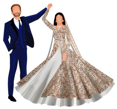 Indian Bride And Groom Caricature, Reception Illustration Couple, Indian Couple Dancing Illustration, Sangeet Caricature Couple, Sangeet Couple Illustration, Sangeet Illustration, Muslim Wedding Caricature, Indian Bride And Groom Illustration, Sangeet Caricature