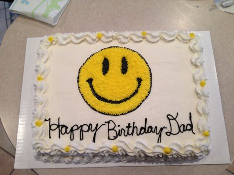 Smiley Face Sheet Cake, One Happy Dude Sheet Cake, Happy Birthday Sheet Cake, Happy Face Cake, Smiley Face Cake, Birthday Sheet Cake, Rectangle Cake, Birthday Sheet Cakes, Smiley Happy